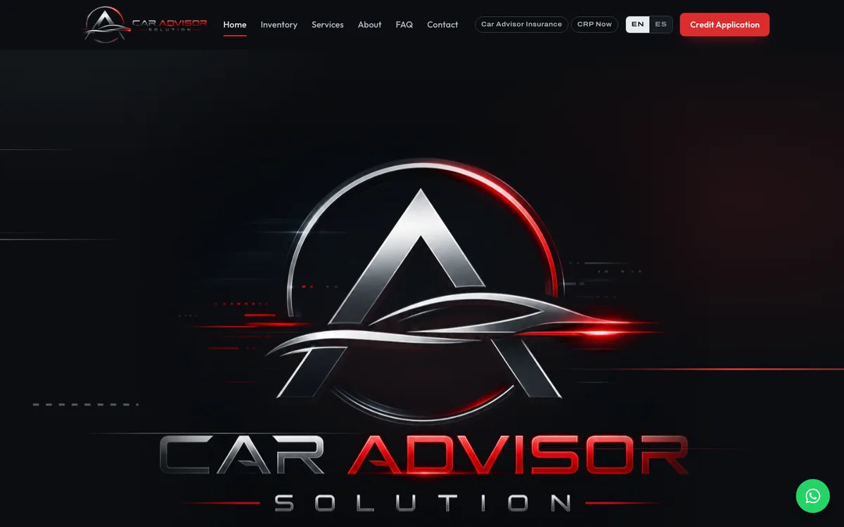 Home page of caradvisorcorporation.com on a screen